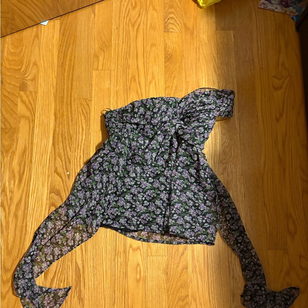 Johnny Martin Black Floral Sheer Blouse